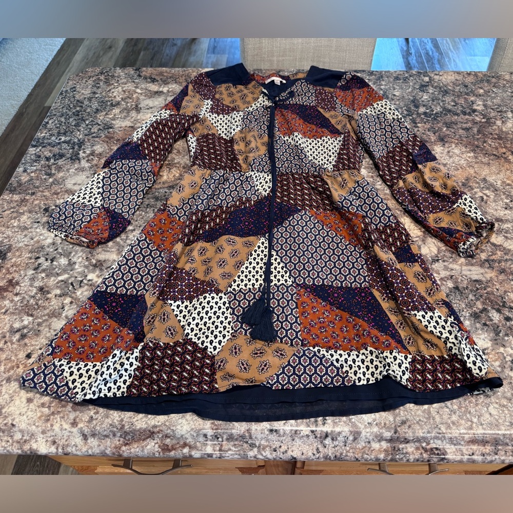 Patchwork Long Sleeve Dress
